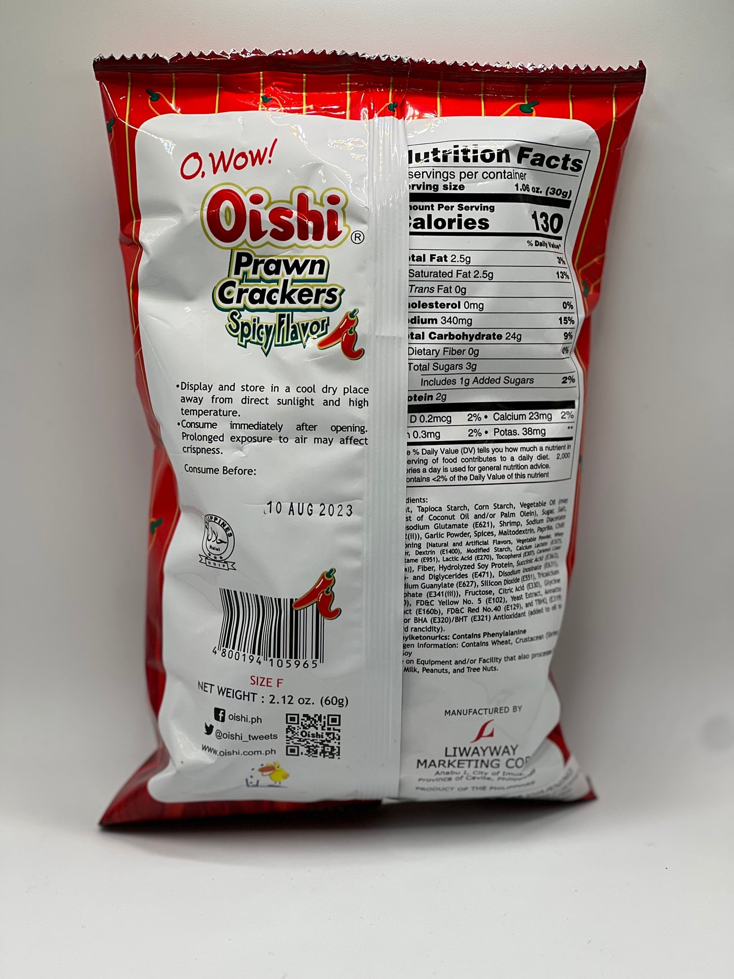 Oishi Spicy Prawn Crackers - 60g